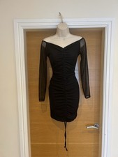 Pretty Little Thing Ladies Bodycon Ruched Mini Gathered Dress Size 4 6 28in
