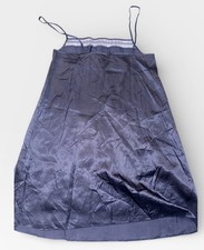 Vintage silky mini Etam  Babydoll Slip Dress navy blue size large Y2K 