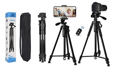 Tripod, 66-Inch, Adjustable Smart Phone and Camera Universal Iron Tripod Stan...