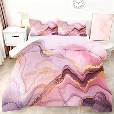 Pink Marble Comforter Set Twin for Girls Women, Pink and Gold Bedroom Decor, ...