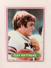 Clay  Matthews  80 Topps #418 Rookie Card HOF Legend Browns IronMan USC Trojans. rookie card picture