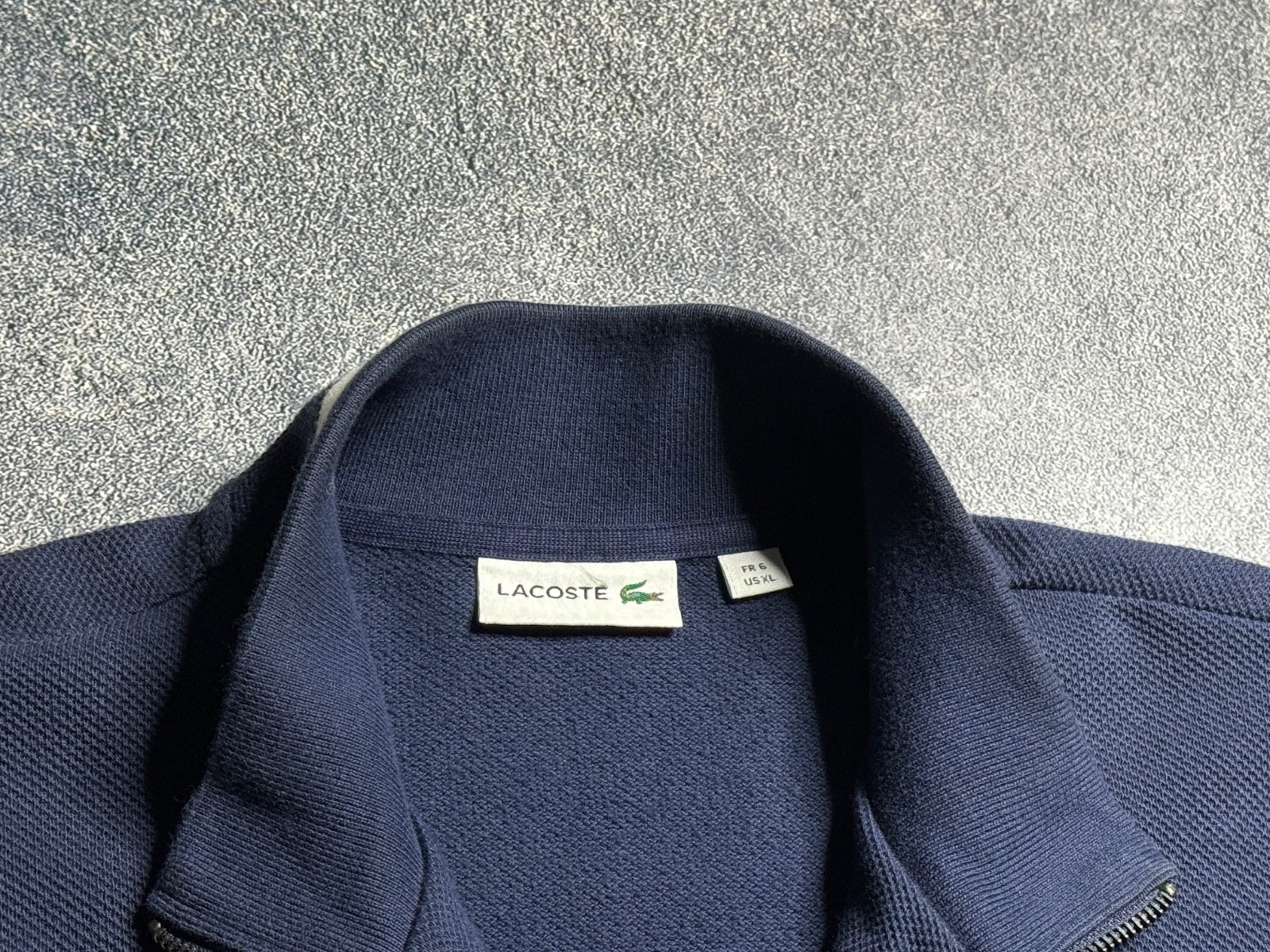 Lacoste Navy Zip Up Knit Sweater Jacket XL Mens Cotton Full Zip image 6