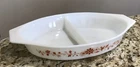 Vintage Pyrex Orange Floral 1 1/2 Quart Divided Casserole Dish - 1965 Promo Item