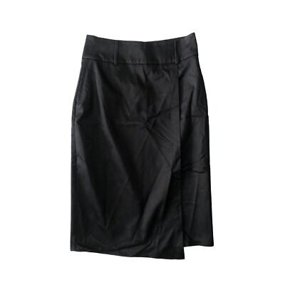 Eva Mendes NY&Co Womens Size Black Straight Wrap Skirt