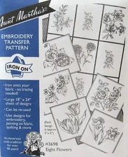 Aunt Marthas 3698 Flowers Roses Pansy Tulip Lily Embroidery Transfer Pattern NEW