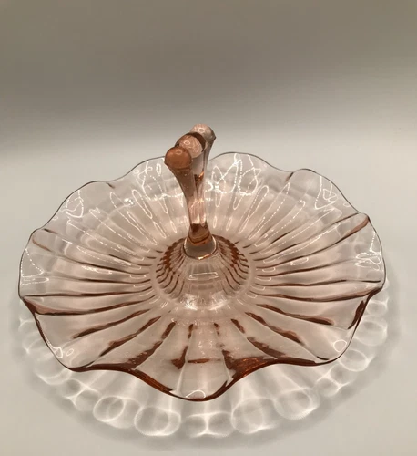 Vintage Anchor Hocking Pink Depression Scalloped  TidBit Dish