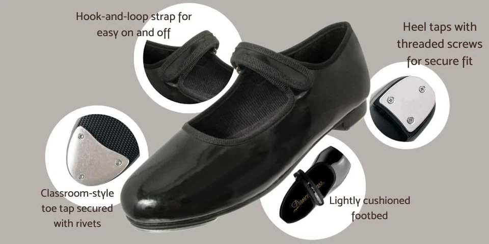 Zapato Molly Jane Tap para niñas Mary plano negro charol 9 niño pequeño Foto 2 de 4