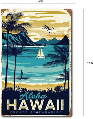 Visit Hawaii Aloha Escape To Paradise Hawaiian Sign, Beach Sign
