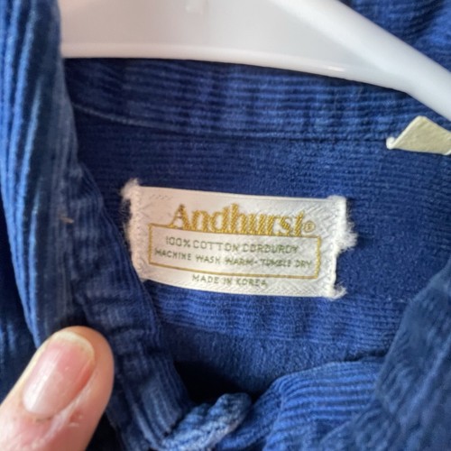 Vintage Andhurst Mens Blue Corduroy Shirt 14-14 1/2 Long Sleeve Western - Picture 7 of 9