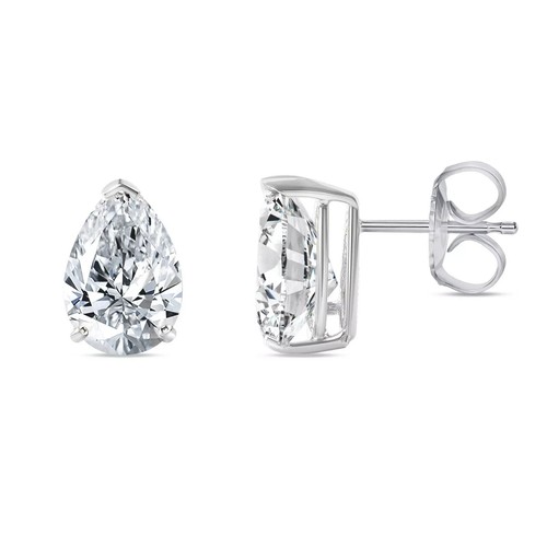 1.8 Ct Pear Lab Created Grown Diamond Earrings 14K White Gold F/VS Basket Push - Picture 2 of 3