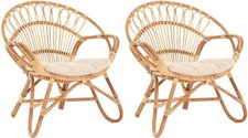 2er Set Korbsessel mediterran Rattan Korbstuhl mit Armlehnen Lounge (Tropic)