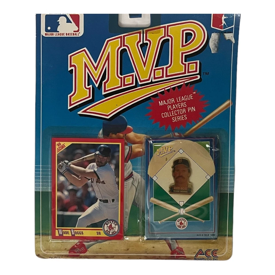 MLB M.V.P. Prendedor y tarjeta coleccionable vintage Wade Boggs 1990 As novedad Foto 4 de 4