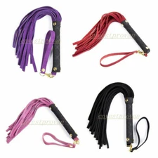 Slave Real Leather Whip Flogger Handle Restraint Kinky Couples Foreplay Game New
