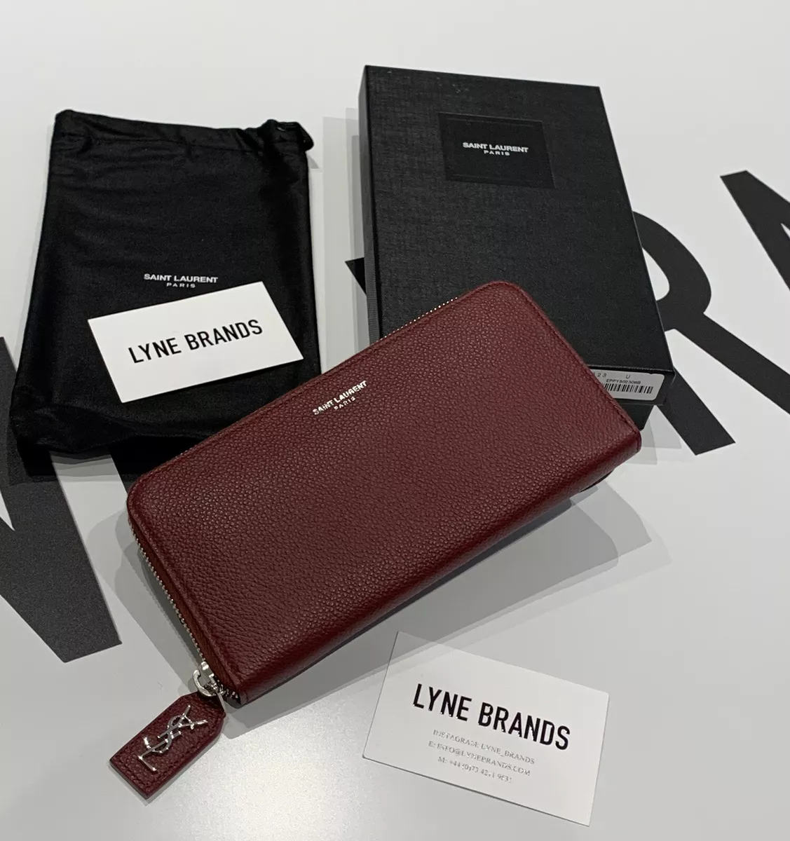 Saint Laurent Cherry Red Zippy Purse Wallet in Grained Leather RRP 595