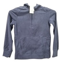 Boys All in Motion Blue Microfleece Pullover Hoodie Sweatshirt 1/4 Zip L 12/14 