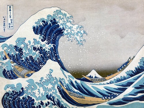 Japan Sea Great wave off Kanagawa Mural Bathroom Wall Backsplash Marble Ceramic - 第 1/10 張圖片