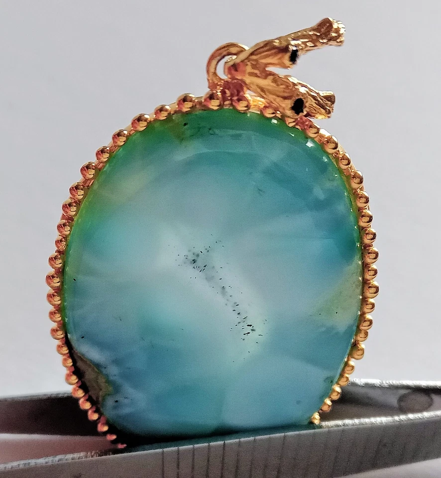 PENDENTE IN ARG. STERLING 925 DORATO CON LARIMAR NATURALE E PICCOLI ZAFFIRI - Immagine 4 di 4