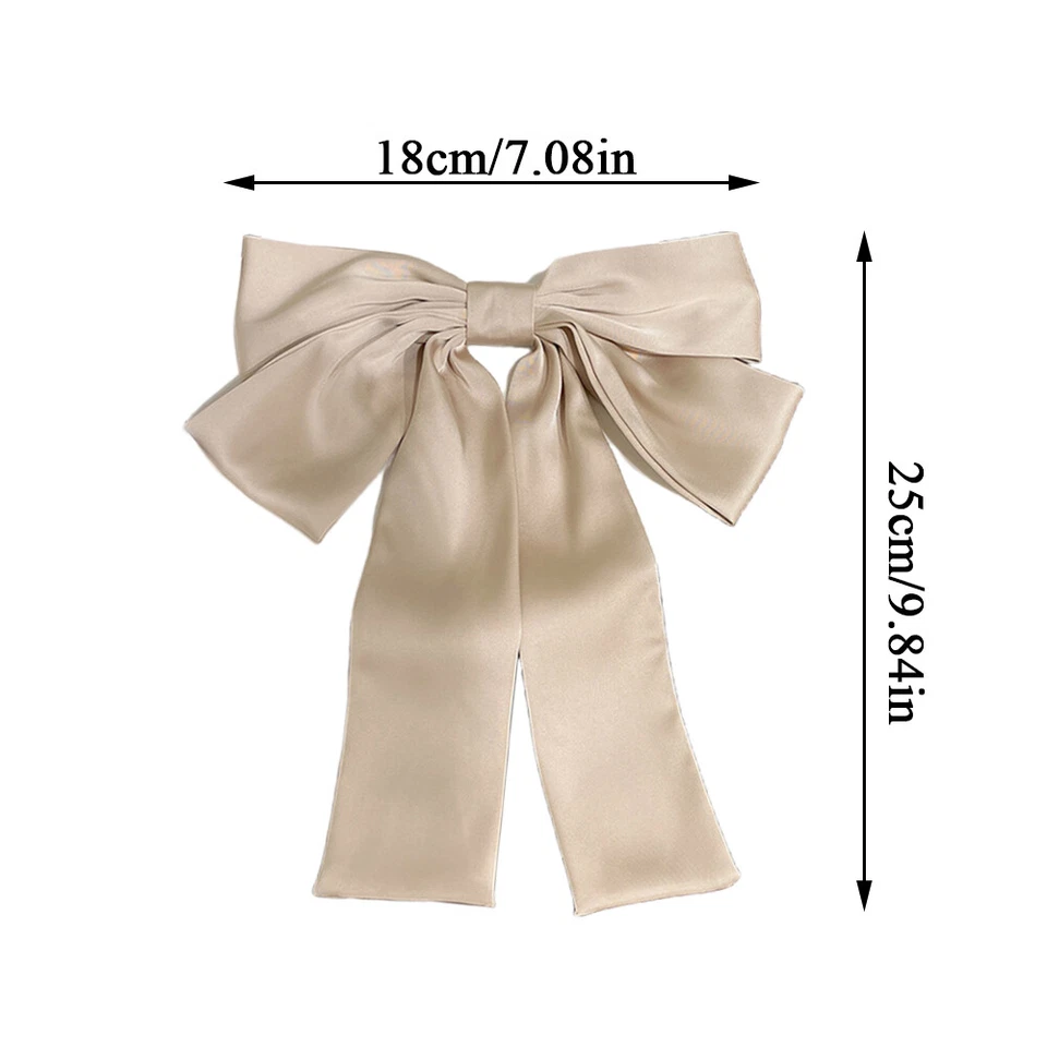 Large Bow Ribbon Hair Clip Double Satin Bowknot Hairpin Top Clip Solid Color New - Image 2 of 4