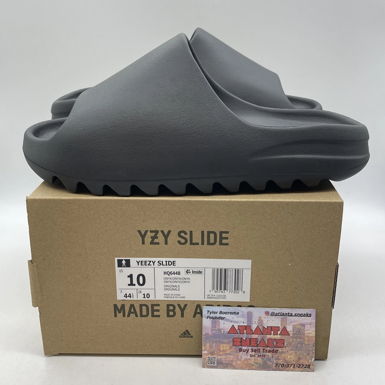 Taglia 10 Adidas Yeezy Slides Onice Nero Gomma (HQ6448)