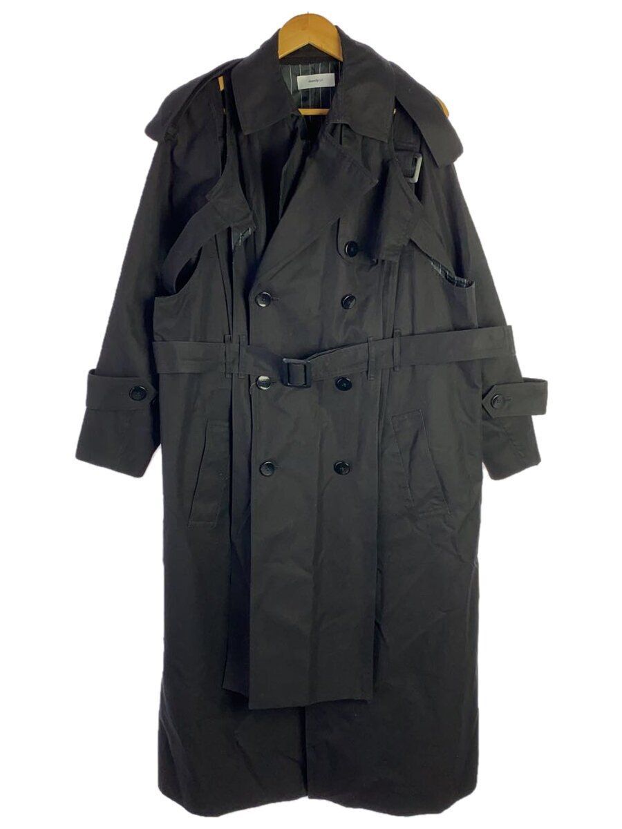 コート Heavy-Duty Trench Coat SiiK Design Office Trench Coat 2 Cotton Black Collared Used