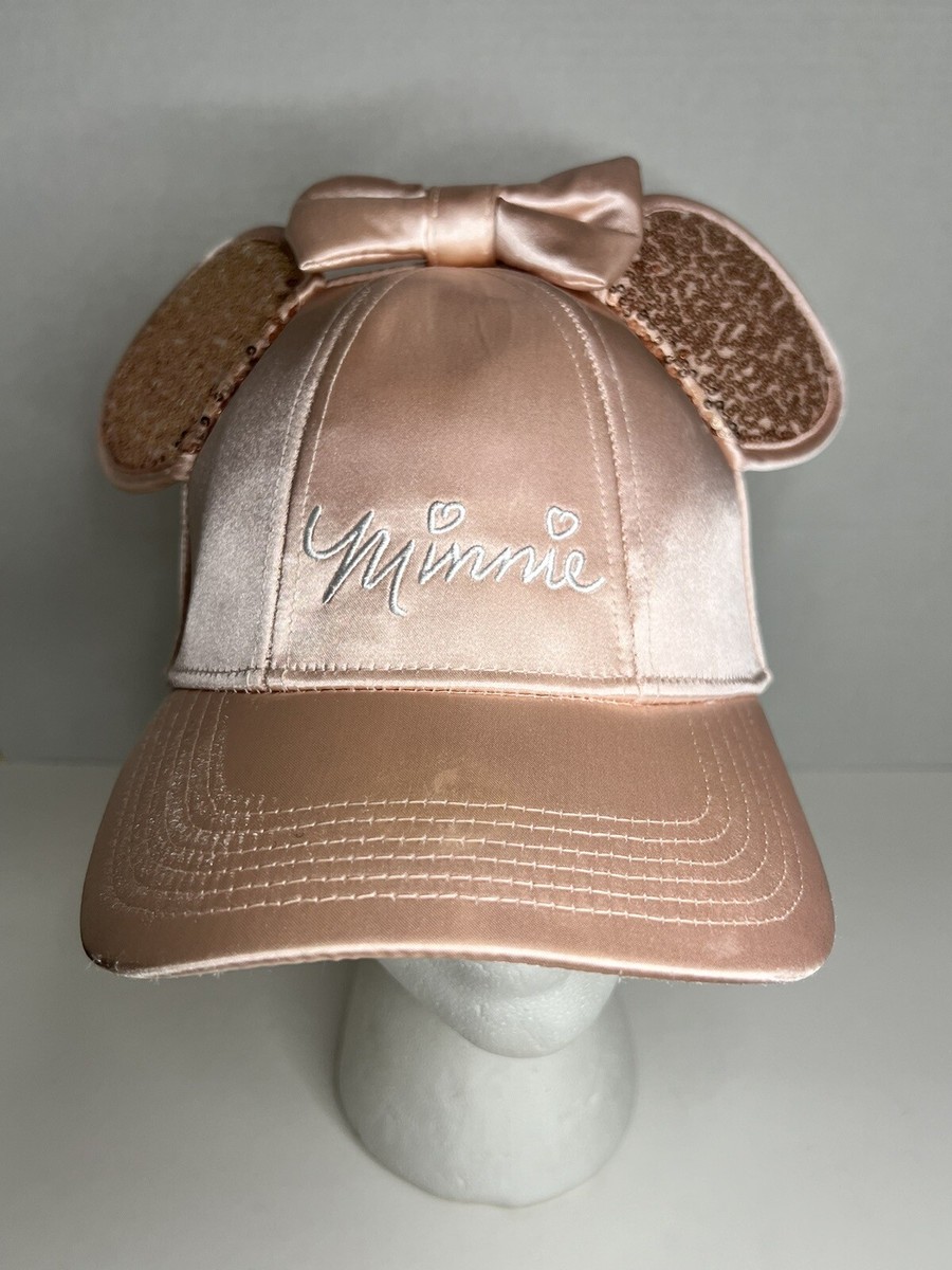 Disney hat Minnie Mouse rose gold sparkly sequins sizable hat snapback ears Disney Minnie Mouse Signature Glitter Rose Gold Cap with 3D  main image 2