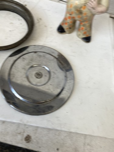 6.5" Round CHROME Steel Air Cleaner No Filter Housing Lid Top Bottom Some Pittin - Picture 4 of 24