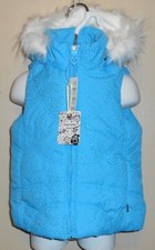 The Children  s Place Toddler Girls Hooded Faux Fur Trim Puffer Vest Blue 4T NWT