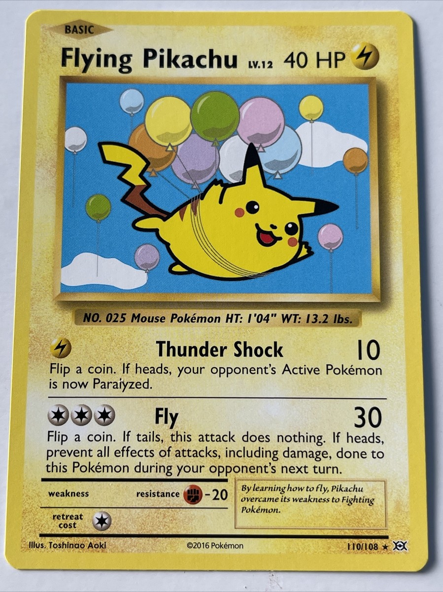 2016 Pokemon XY Evolutions Flying Pikachu Secret Rare 110/108 MINT