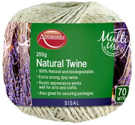 Ambassador Gardening Plant Fruit 2 Ply Sisal Natural Twine Rope Spool 250g - 70m