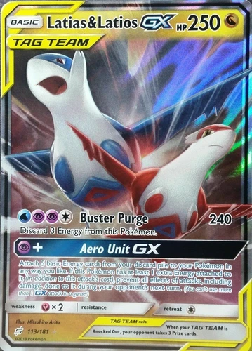 Latias & Latios GX (ULTRA RARE) SM Tag Team Up 113/181 Pokemon Sun And Moon - LP