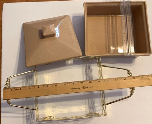 Vintage HTF Bauer Pottery #820 Brusche 9" X 8" Casserole Dish, Lid & Carrier