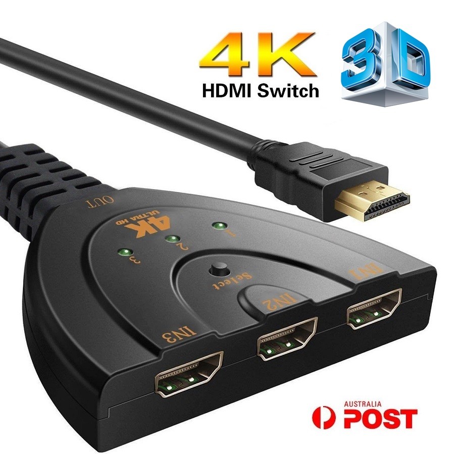 HDMI 3in1 Switcher Switch Splitter Wandler Auto Out Adapter Port