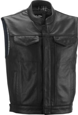 HIGHWAY 21 MAGNUM LEATHER MENS  MOTORCYCLE VEST WITH CONCEALED CARRY POCKET