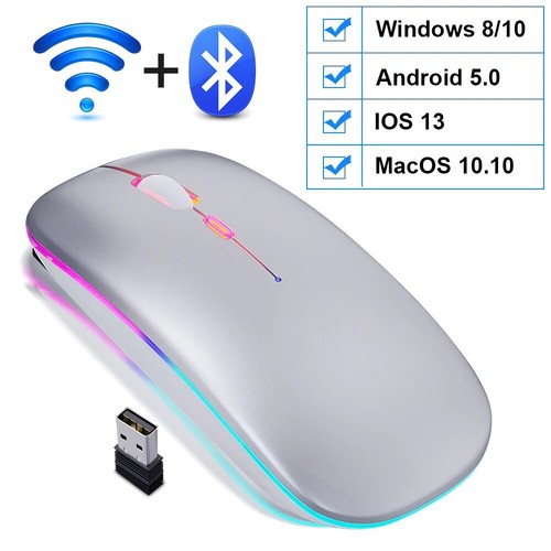 Wireless Mouse Bluetooth RGB Rechargeable Mouse Wireless Computer Silent Mause L - Picture 15 of 19