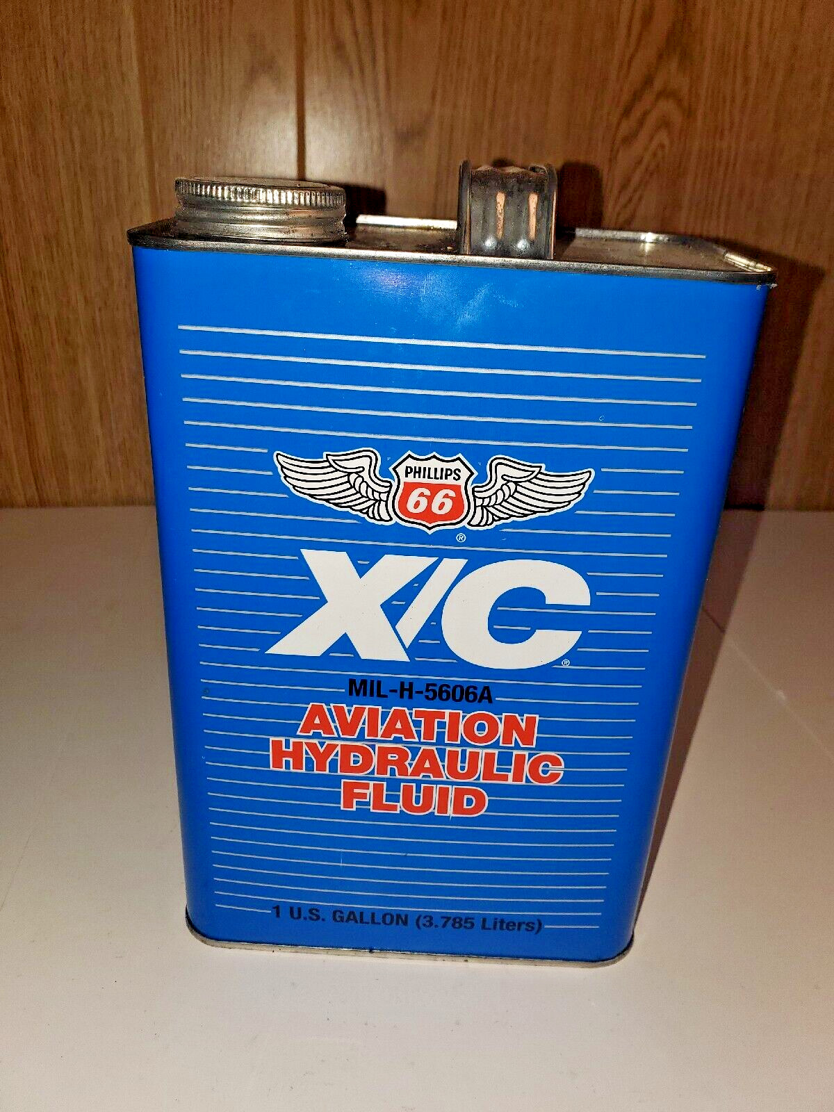 Phillips Rt 66 X/C Aviation Hydraulic Fluid Tin Oil Can 1 Gal AERO