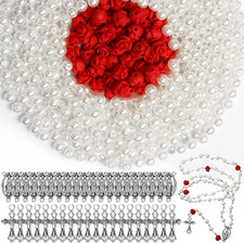 1220 Pcs Rosary Making Supplies Include 1060 Pearl Beads 120 Carved Rose Beads 2