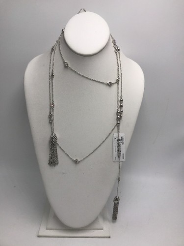 $128 Betsey Johnson Blue Jazz Tassel Crystal Necklace BKK7 - Picture 5 of 7