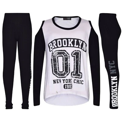 Ensembles De Vêtements Filles Brooklyn 01 Imprimé T-Shirt Blanc Et Leggings - Photo 1/2