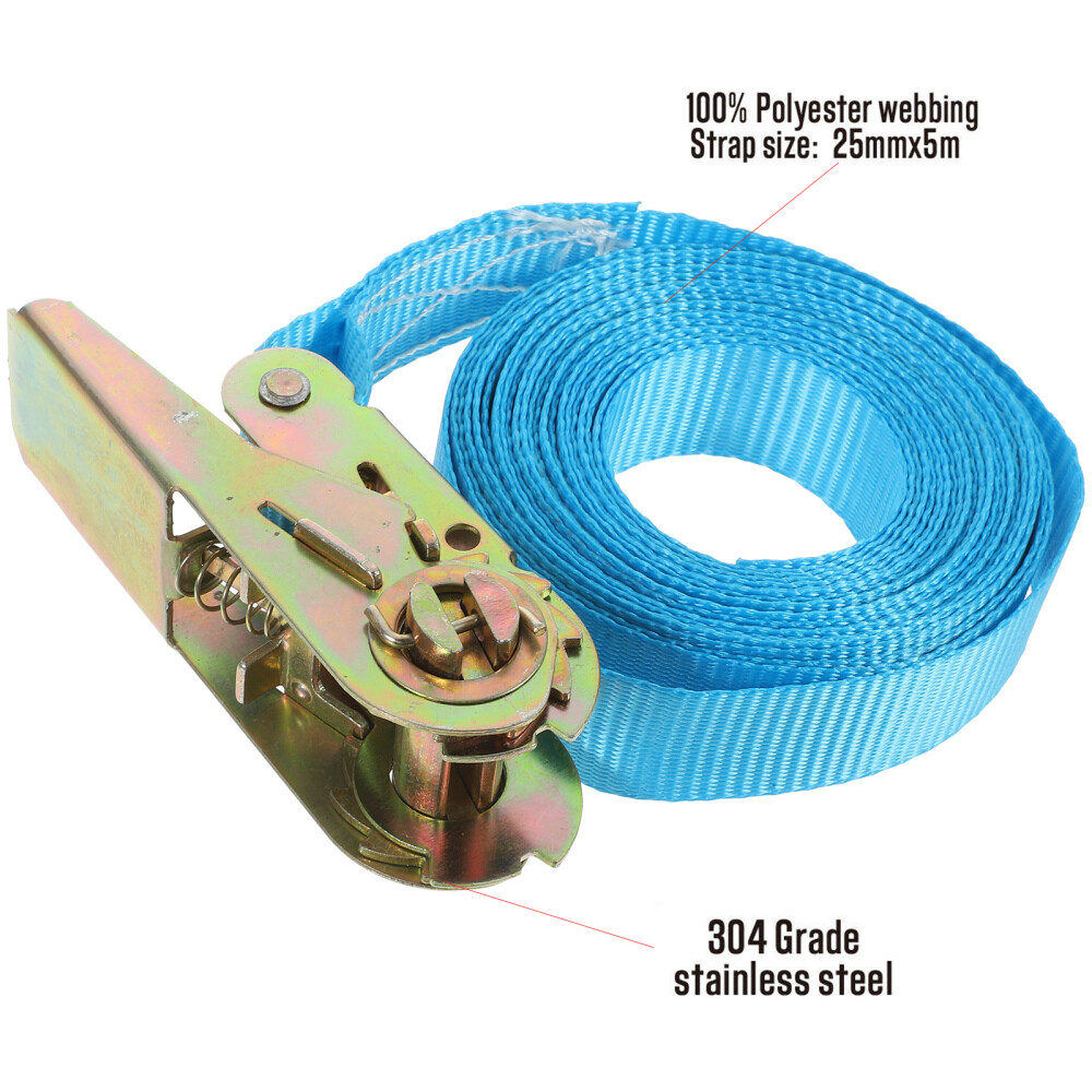 4pcs 25mm*5M Ratchet Tie Down Straps Stainless Steel Trailer Transom