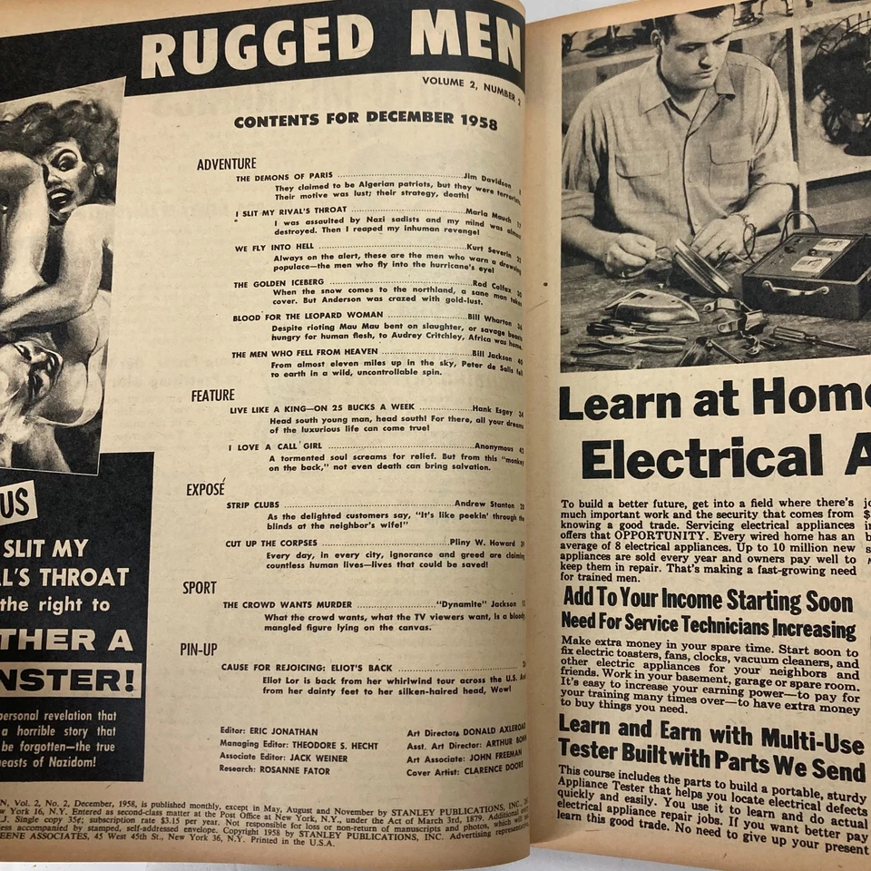 VTG Rugged Men Magazine December 1958 Vol 2 No. 2 We Fly Into Hell No Label Foto 2 de 2