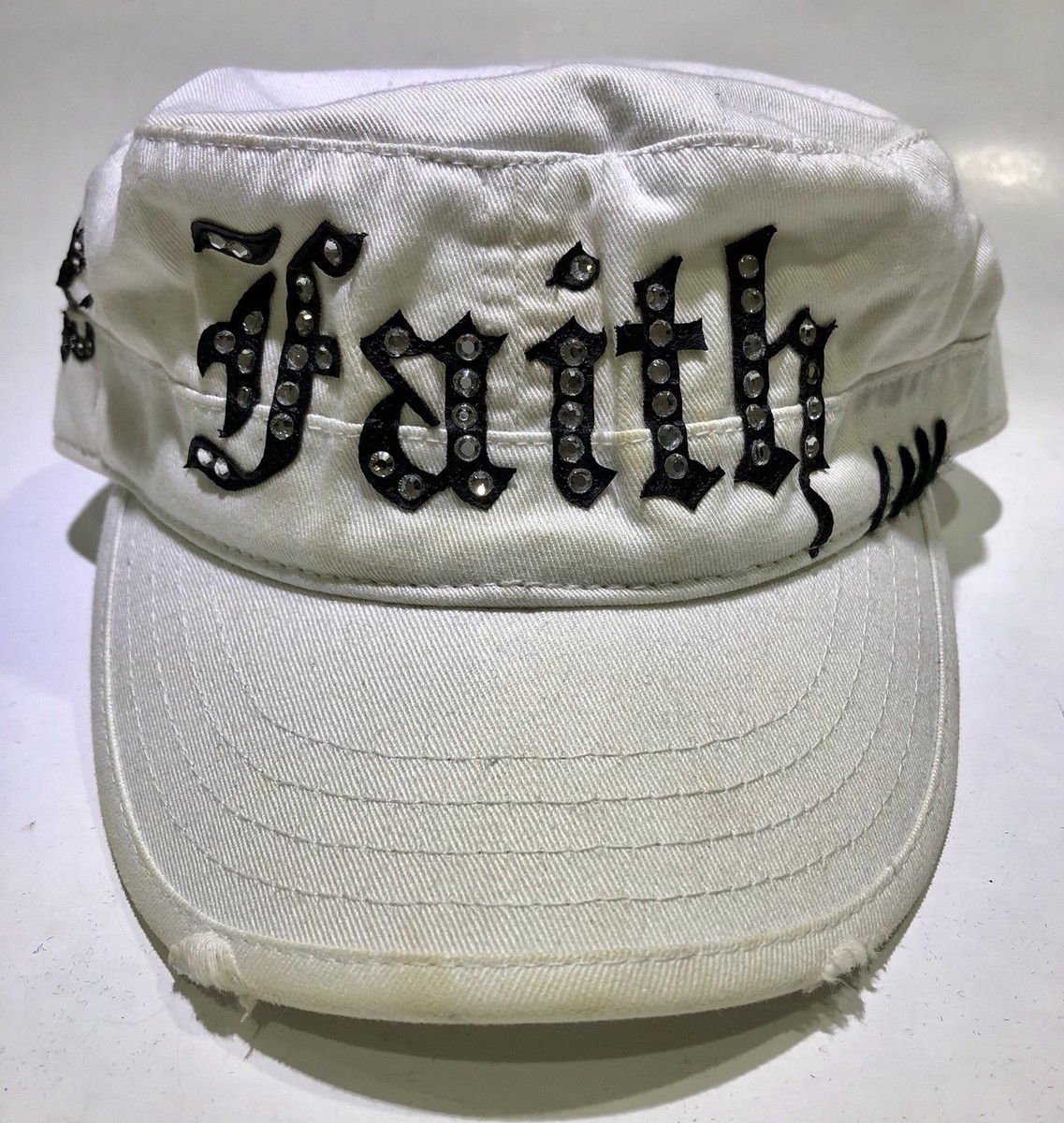 Faith connexion white cap Faith Connexion Distressed Baseball Cap - White Hats  main image 4