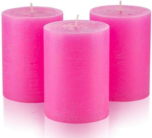 Set of 3 Pink Pillar Candles 3\