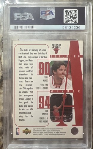 1996-97 Upper Deck #139 Chicago Bulls Michael Jordan PSA 10 Last Dance Team - Picture 4 of 4