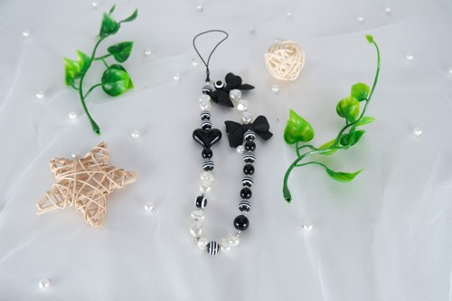 Black Heart Butterfly Kawaii Beaded Phone Charm Accessories Boho Phone Charm USA - Picture 3 of 7