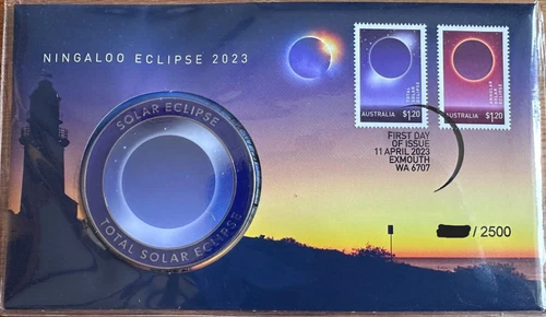 Australia 2023 Ningaloo Solar Eclipse Medallion First Day Cover Limited 2500 PNC