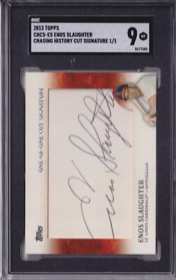 2013 Topps Enos Slaughter Chasing History Cut Autograph 1/1 SGC 9 Mint Auto