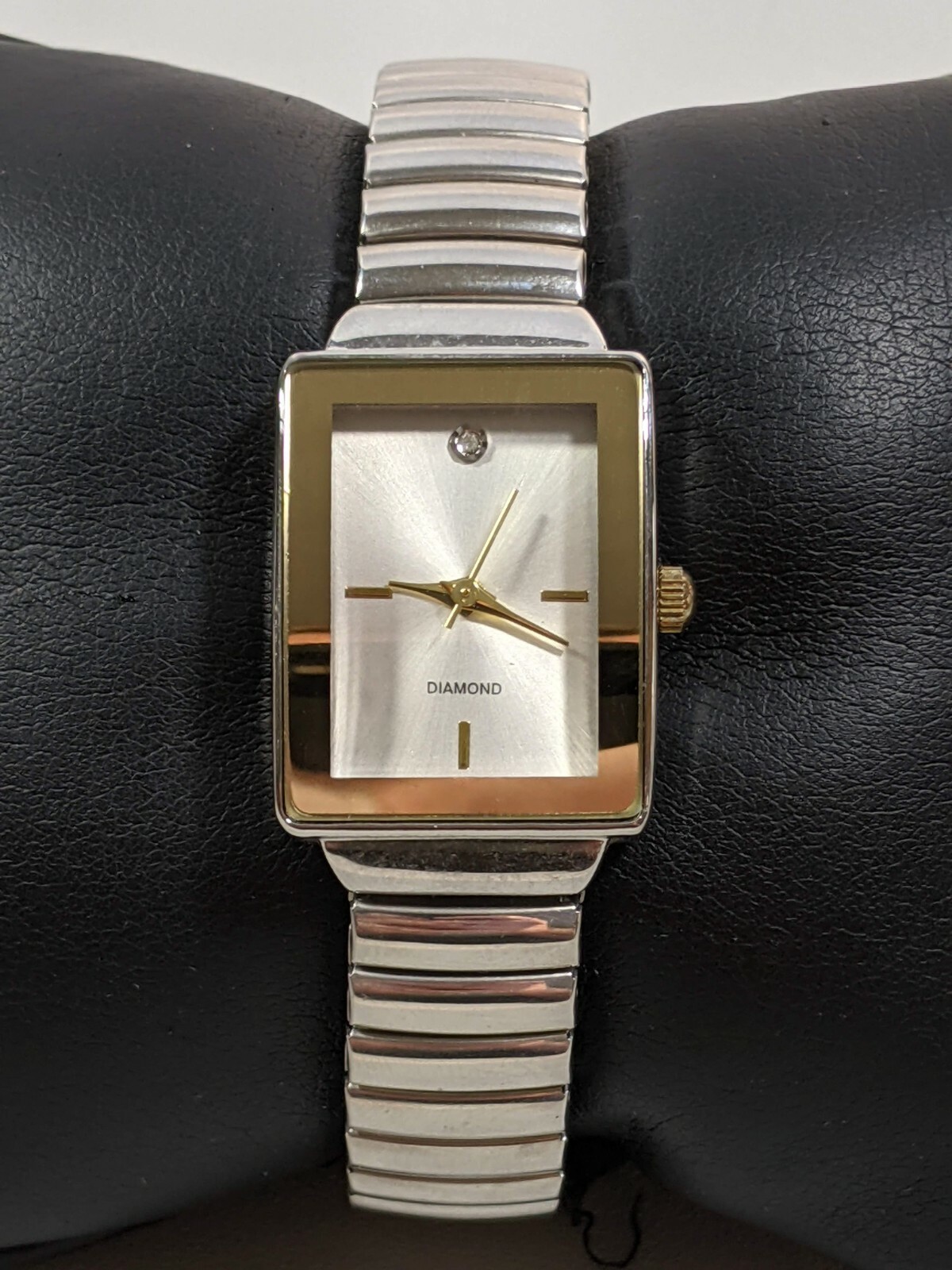 Silver Tone Rectangle Case Diamond Stainless Stee… - image 1