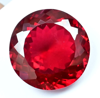 73.35 Ct Natural Mozambique Blood Red Ruby Round AGL Certified Flawless Gemstone