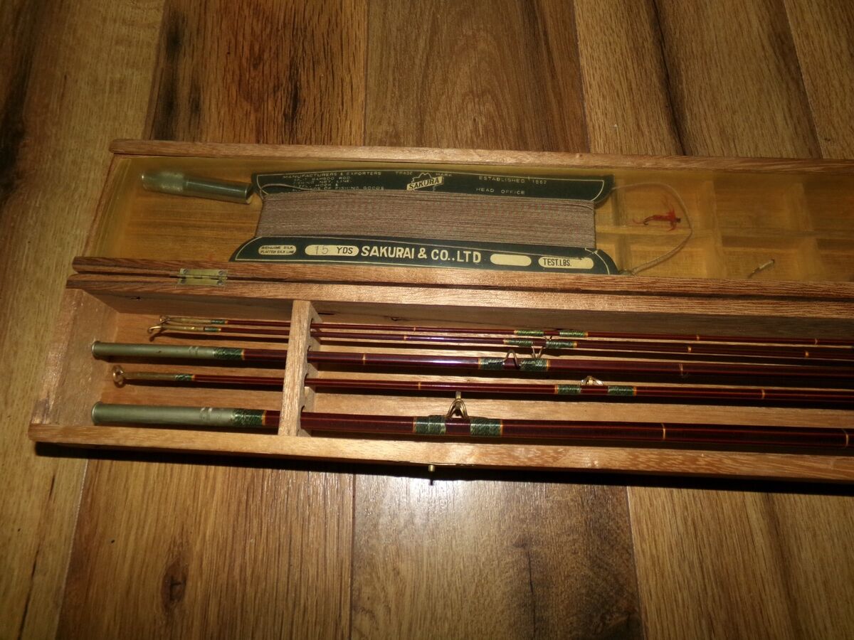 Vintage Sakura 101 Venus Bamboo Fly Rod Fishing Kit Wood Vintage Sakura 101 Venus Bamboo Fly Rod Fishing Kit Wood