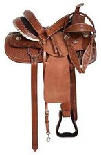 Premium Leather Western Barrel Racing Horse Saddle Tack Set Size 14" to 18"